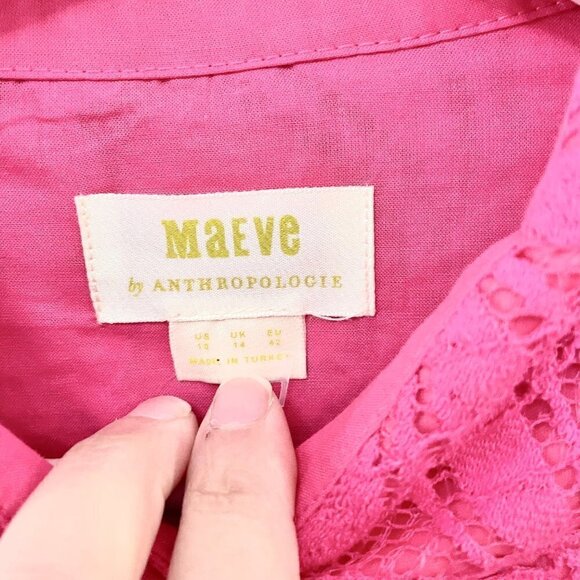 NWT Anthropologie Pink Lace Long Sleeve Top Size 10 - Picture 3 of 8